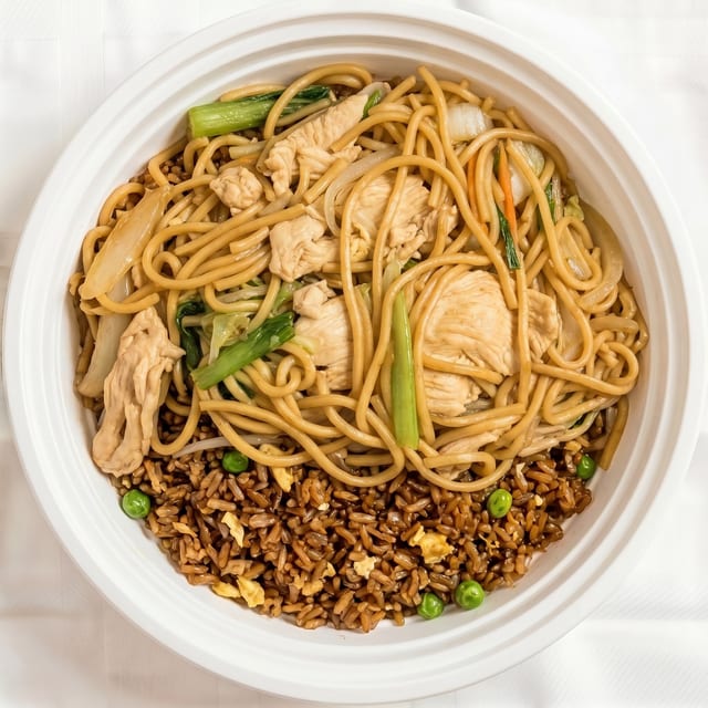 Dinner Chicken Lo Mein Combination Platter.