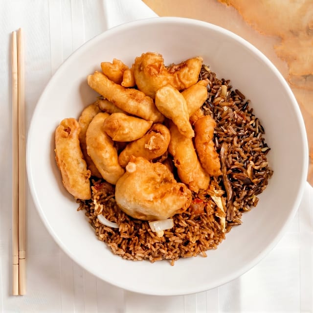 Dinner Honey Garlic Chicken Combination Platter.