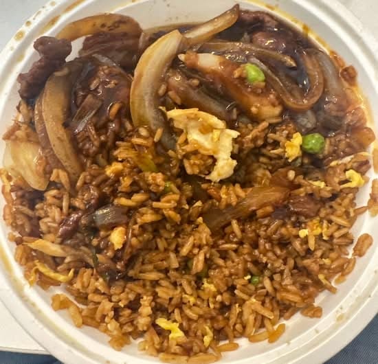 Dinner Mongolian Beef Combination Platter.