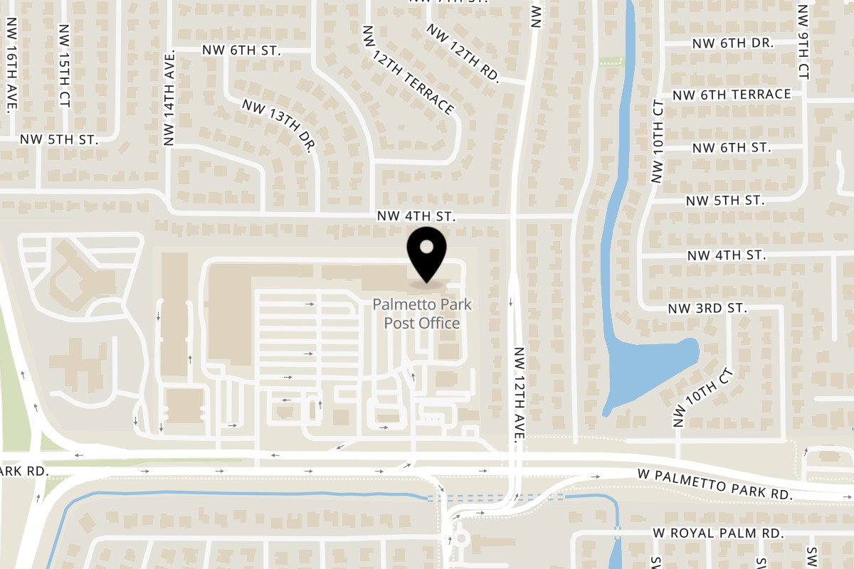 Map showing the location of China One on 1285 W Palmetto Park Rd in Boca Raton
